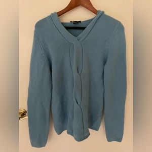 Pre Owned Blue 100% Cashmere Hooded Sweater